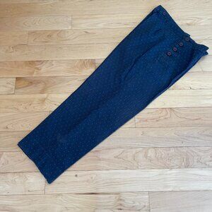David Brooks Navy Blue Polka Dot Cropped Pants